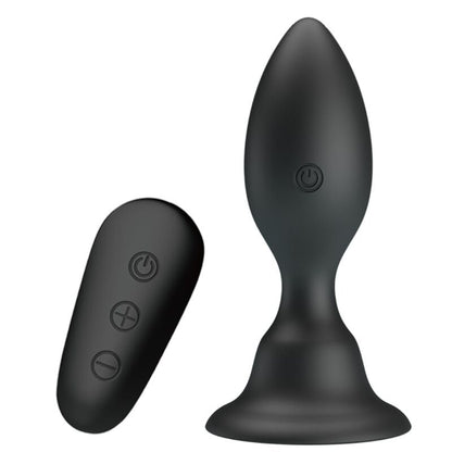 MR PLAY Plug Anal Vibratório com Controle Remoto, mostrando seu design ergonômico e acabamento em silicone preto.