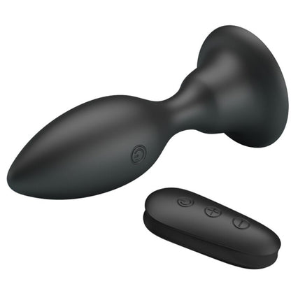MR PLAY Plug Anal Vibratório com Controle Remoto, mostrando seu design ergonômico e acabamento em silicone preto.