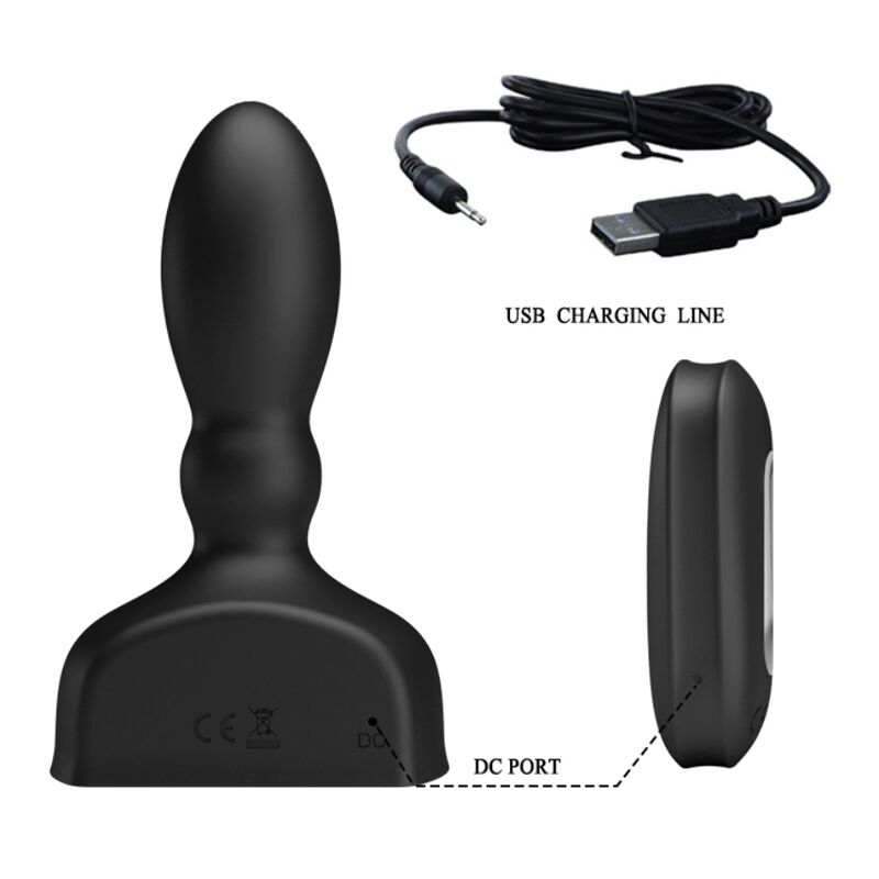 MR PLAY Plug Anal Inflável Preto com Controle Remoto e Função Multivibração