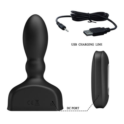 MR PLAY Plug Anal Inflável Preto com Controle Remoto e Função Multivibração