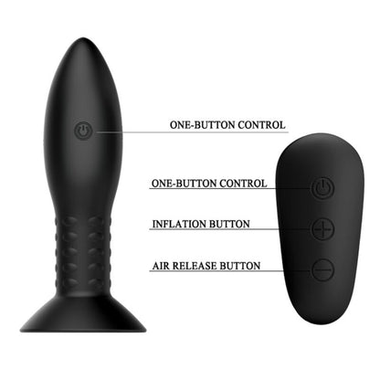 MR PLAY Plug Anal com Controle Remoto, Bolas Rotativas e Vibração de silicone macio