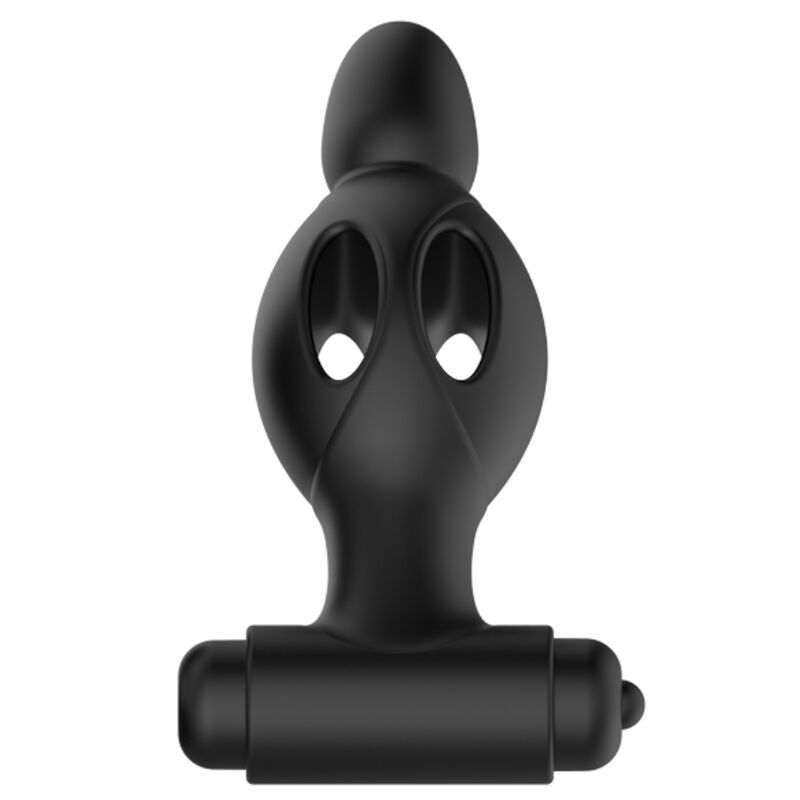 MR PLAY Plug Anal Vibratório de Silicone com 10 Modos, mostrando seu design ergonômico e material.