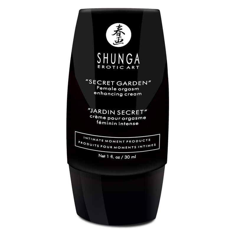 Embalagem do SHUNGA Creme de Orgasmo Feminino Intenso Jardim Secreto 30ml, creme estimulante para prazer feminino.