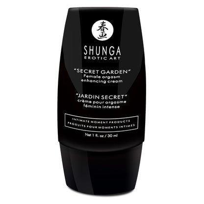 Embalagem do SHUNGA Creme de Orgasmo Feminino Intenso Jardim Secreto 30ml, creme estimulante para prazer feminino.