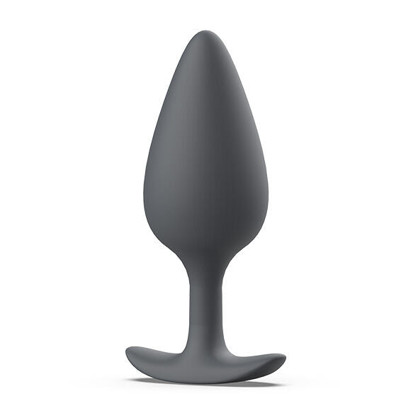 Close-up of the B SWISH BFILLED BASIC PLUS Plug Prostático com Vibração Interna, showing its slate color and ergonomic design.