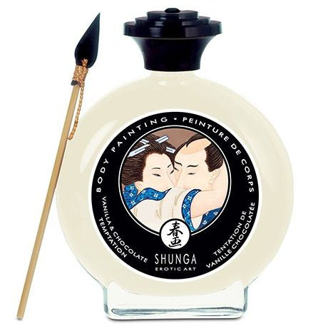 Imagem da SHUNGA Pintura Corporal Comestível Baunilha & Chocolate 100ml com pincel aplicador, pronta para uso sensual.