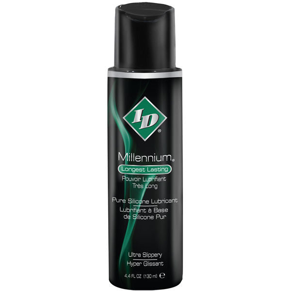 Frasco de ID MILLENIUM Lubrificante Silicone 130ml para deslizamento prolongado.