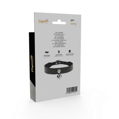 Colar Choker COQUETTE CHIC DESIRE em couro vegano, mostrando o design ajustável e detalhes.