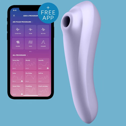 Satisfyer Vibrador Dual Pleasure Malva com design ergonómico, Air Pulse e ponta vibratória para ponto G.