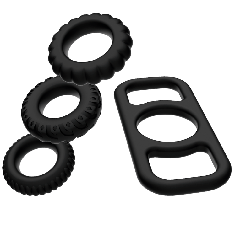 ADDICTED TOYS Conjunto de Anéis Penianos de Silicone Flexível 4 Peças.