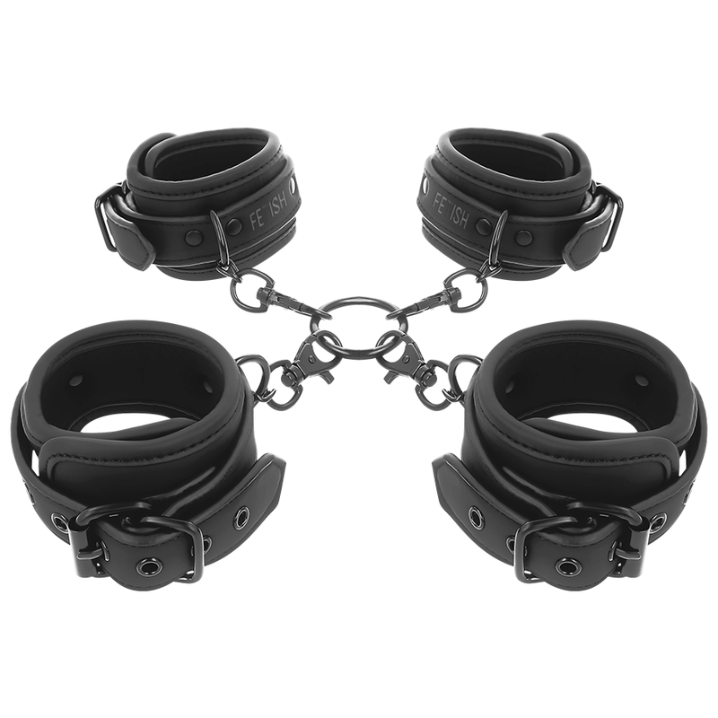 Imagem do Conjunto de Algemas FETISH SUBMISSIVE para Mãos e Tornozelo com Forro de Neoprene.