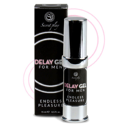 Close-up do Gel Retardador SECRETPLAY Endless Pleasure 15 ML, mostrando a embalagem e o design do produto.