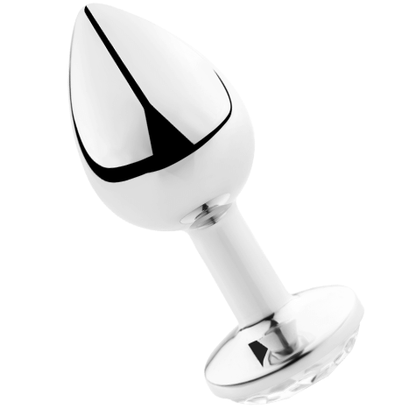 Plug anal metálico SECRETPLAY L transparente com base decorada em diamante.