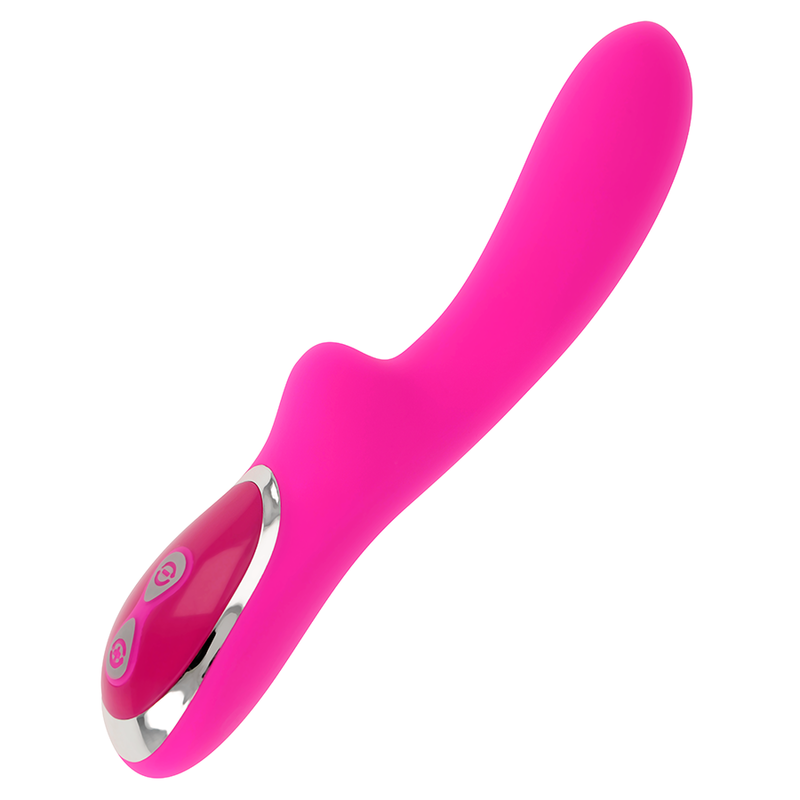 Vibrador recarregável OHMAMA com estimulador clitoriano e curvatura para ponto G.