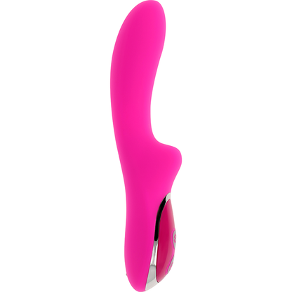 Vibrador recarregável OHMAMA com estimulador clitoriano e curvatura para ponto G.