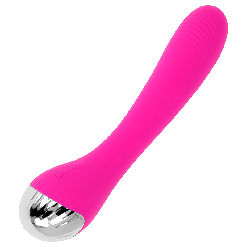 Close-up do Vibrador Flexível OHMAMA para Estimulação do Ponto G, mostrando o design curvado e material de silicone.