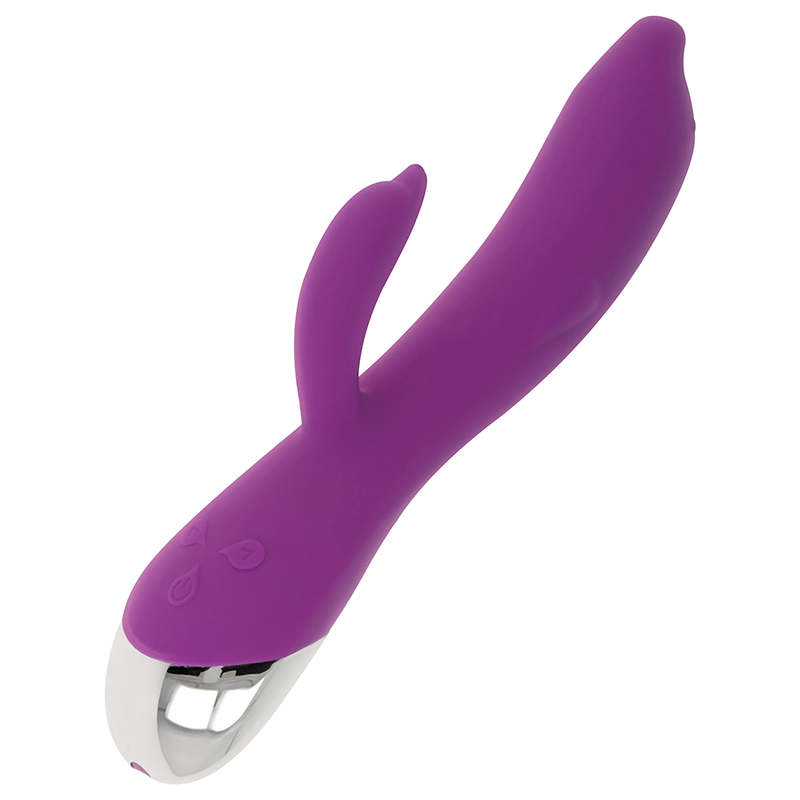 Vibrador Delfim Flexível OHMAMA de 22 CM lilás com estimulador clitoriano, recarregável USB.