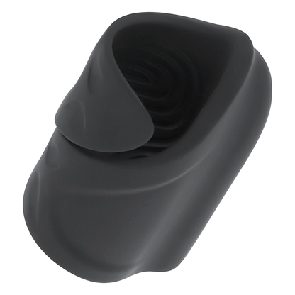 Close-up of the OHMAMA Masturbador Vibratório para Casais Recarregável showing its textured interior and ergonomic design.