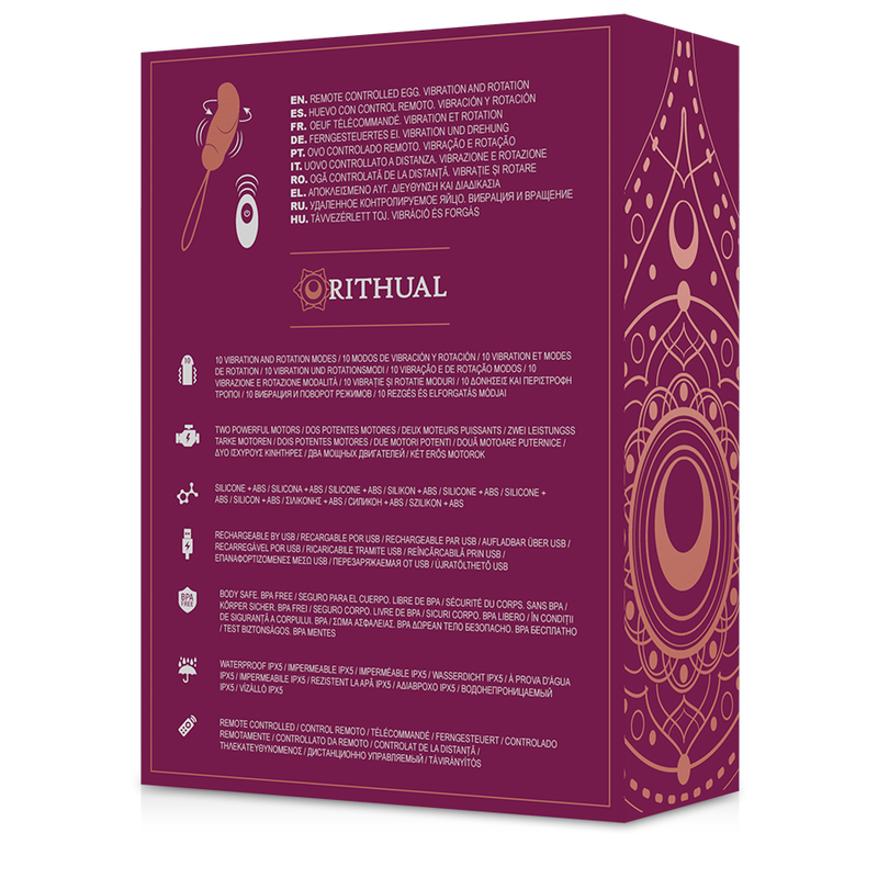 RITHUAL Esha Ovo Vibratório com controle remoto, mostrando seu design ergonômico e material de silicone.
