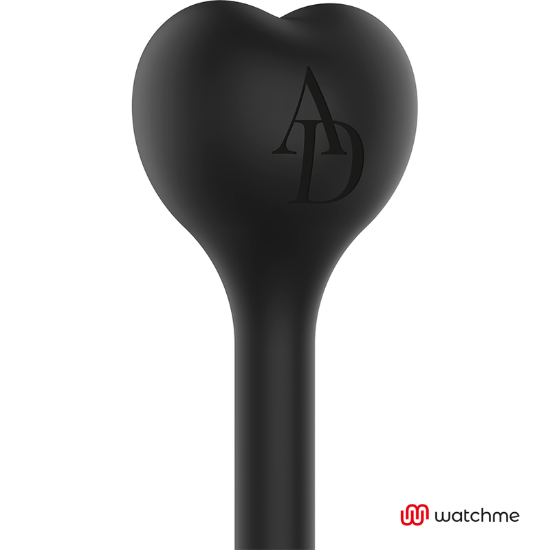 Close-up do ANNE'S DESIRE Egg Vibratório com Controle Remoto WATCHME, mostrando seu design elegante em preto e ouro e textura suave de silicone.