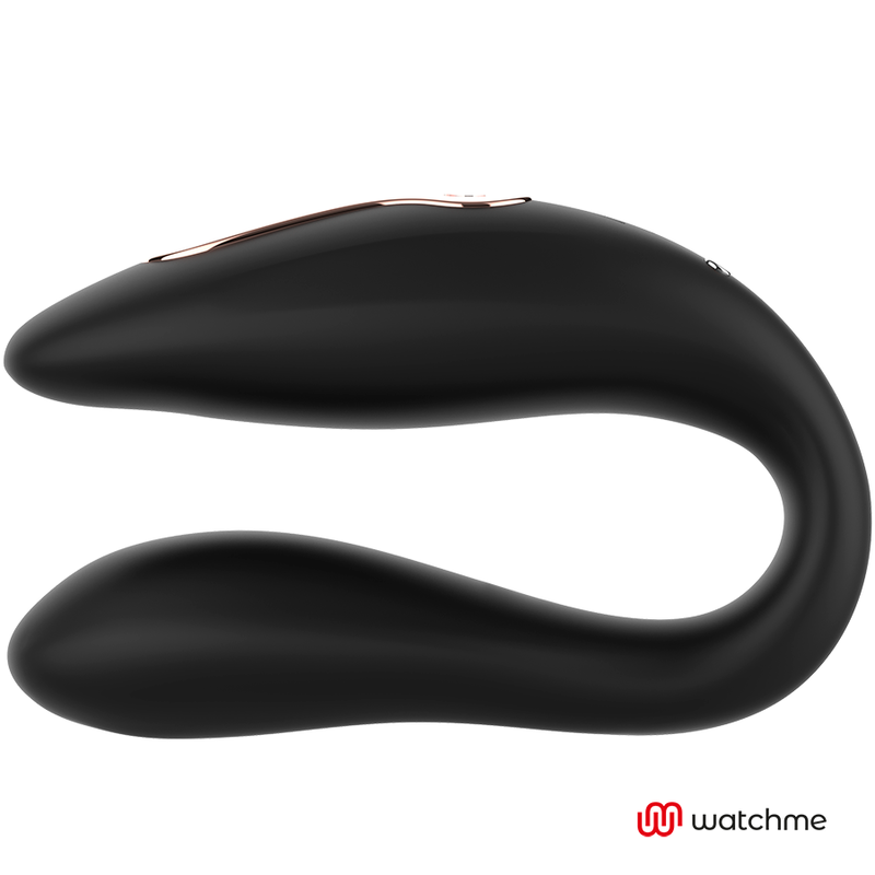 Close-up do vibrador ANNE'S DESIRE Dual Pleasure U-Shape WATCHME Preto, destacando o design ergonómico e a textura de silicone.