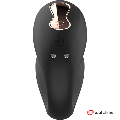 Close-up do vibrador ANNE'S DESIRE Dual Pleasure U-Shape WATCHME Preto, destacando o design ergonómico e a textura de silicone.