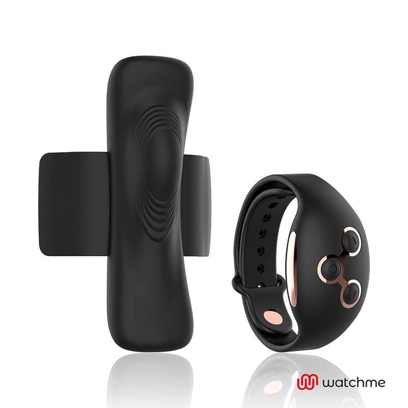 ANNE'S DESIRE Panty Vibrador Discreto WATCHME Preto/Ouro, mostrando seu design compacto e elegante.