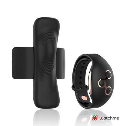 ANNE'S DESIRE Panty Vibrador Discreto WATCHME Preto/Ouro, mostrando seu design compacto e elegante.