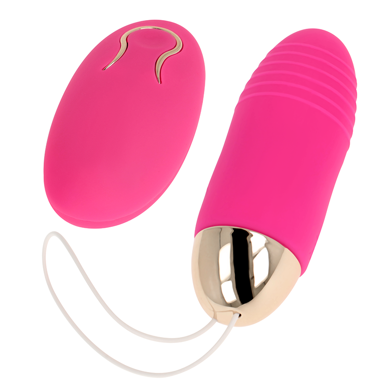 Close-up do Ovo Vibratório OHMAMA com Controle Remoto 10 Modos Rosa, mostrando seu design compacto e elegante.