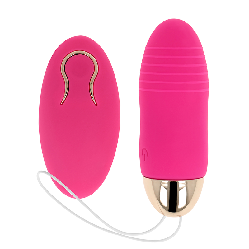 Close-up do Ovo Vibratório OHMAMA com Controle Remoto 10 Modos Rosa, mostrando seu design compacto e elegante.