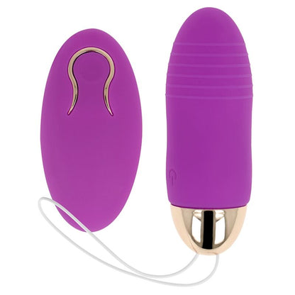 Ovo Vibrante OHMAMA Roxo com controlo remoto, destacando seu design compacto e silicone suave.