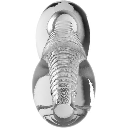 Masturbador masculino JAMYJOB Extreme TENSEK 3 Claro Transparente, exibindo sua textura interna e design