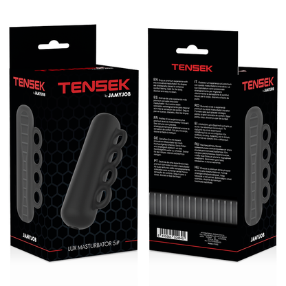 Close-up do Masturbador Masculino JAMYJOB Extreme TENSEK 5 Preto, mostrando sua textura interna e design ergonómico.