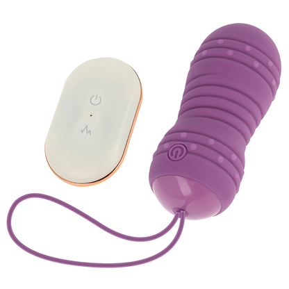 Ovo Vibratório OHMAMA com Controle Remoto Lilás, mostrando design compacto e discreto