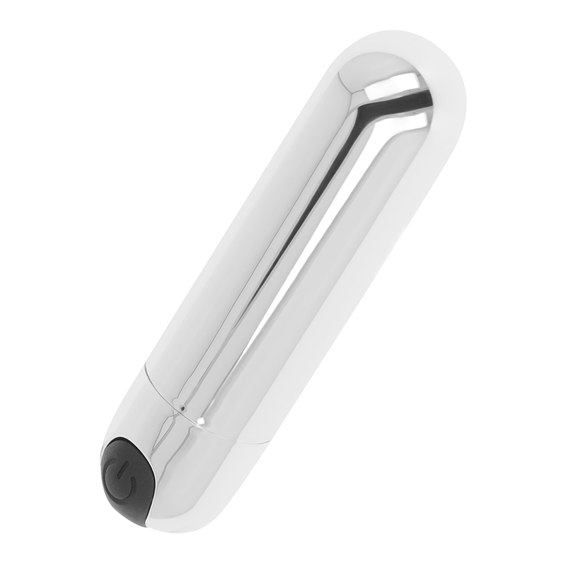 Bala Vibrante OHMAMA Prata 8 CM, detalhe do design compacto e elegante para prazer discreto.