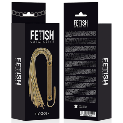 Chicote de Couro Vegano FETISH SUBMISSIVE ORIGEM para BDSM, exibindo design e textura