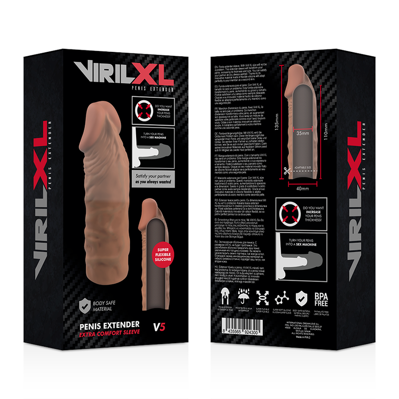 Extensão de Pénis VirilXL V5 Marrom de Silicone Líquido
