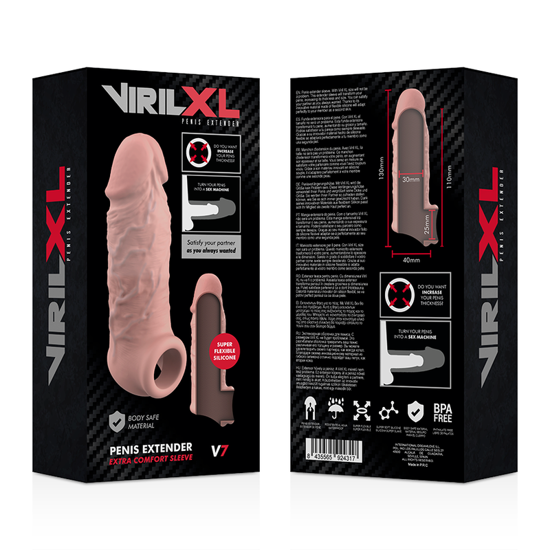 Detalhe da VIRILXL Extensão de Pénis Natural Silicone Líquido V7, realçando a textura e o material.