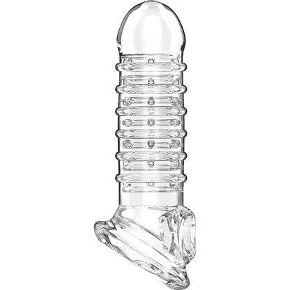 VIRILXL Extensão Peniana V15 Transparente, mostrando sua forma ergonômica e material macio
