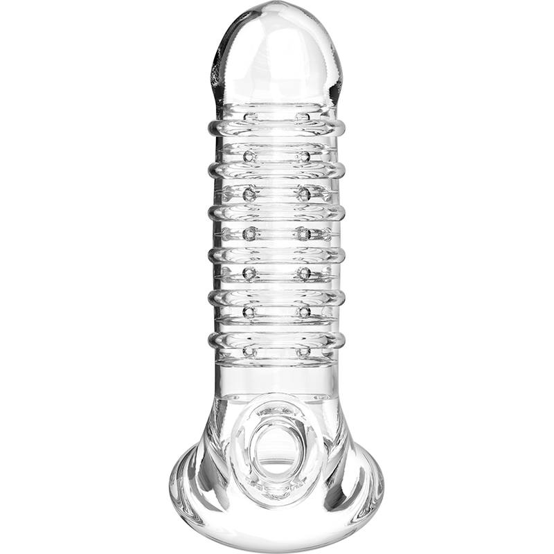 VIRILXL Extensão Peniana V15 Transparente, mostrando sua forma ergonômica e material macio