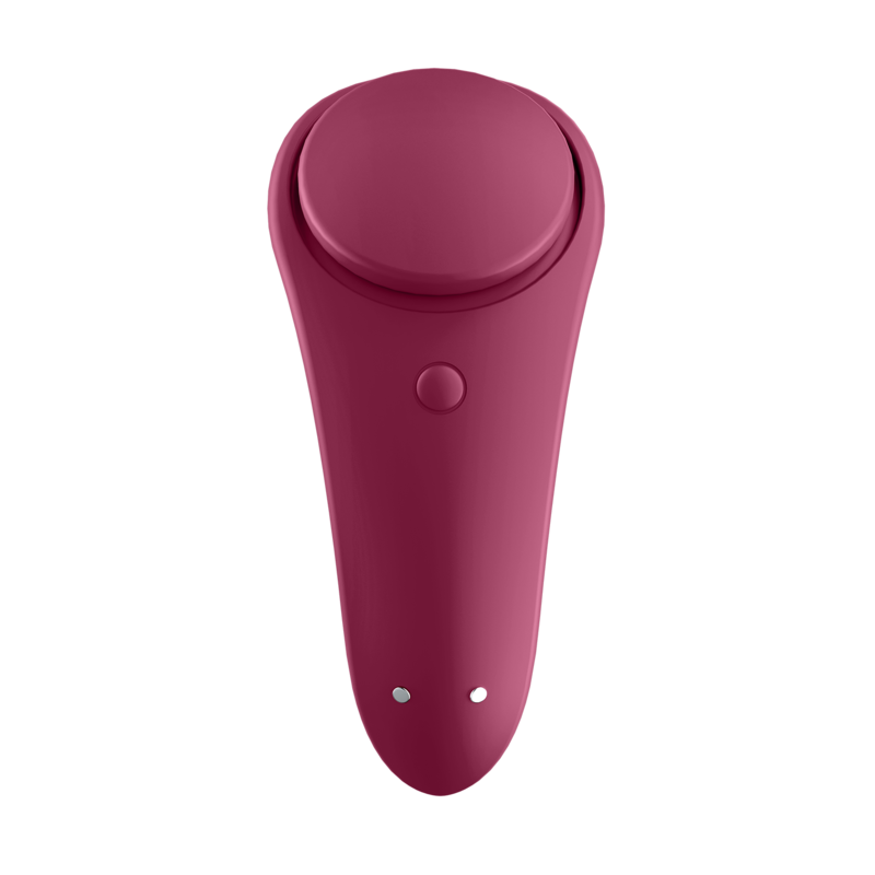 Detalhe do Vibrador Discreto Satisfyer Cala Secreta Sexy, mostrando o design ergonómico para uso em calcinha e a superfície de silicone suave.