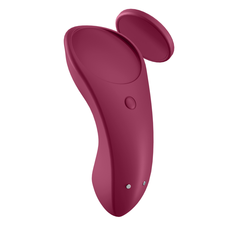 Detalhe do Vibrador Discreto Satisfyer Cala Secreta Sexy, mostrando o design ergonómico para uso em calcinha e a superfície de silicone suave.