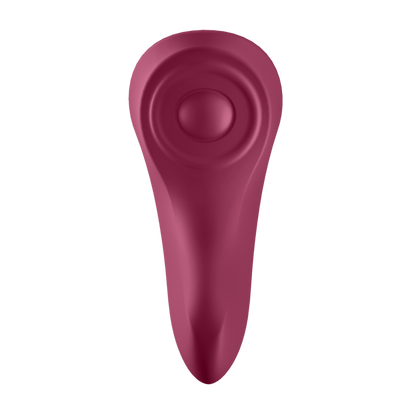 Detalhe do Vibrador Discreto Satisfyer Cala Secreta Sexy, mostrando o design ergonómico para uso em calcinha e a superfície de silicone suave.