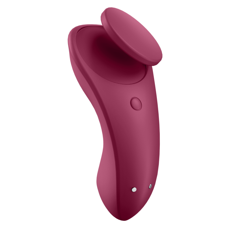 Detalhe do Vibrador Discreto Satisfyer Cala Secreta Sexy, mostrando o design ergonómico para uso em calcinha e a superfície de silicone suave.