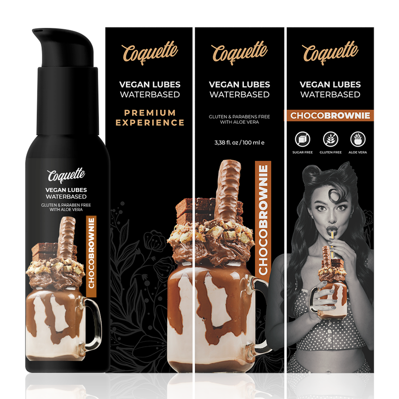 COQUETTE CHIC DESIRE Lubrificante Premium Vegan Chocobrownie 100ml com embalagem discreta.