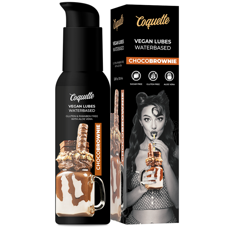 COQUETTE CHIC DESIRE Lubrificante Premium Vegan Chocobrownie 100ml com embalagem discreta.