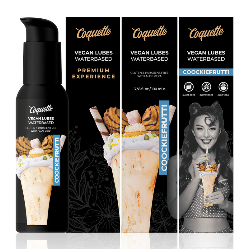 Embalagem do Lubrificante Vegano Premium COQUETTE CHIC DESIRE Cookiefrutti 100ml