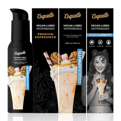 Embalagem do Lubrificante Vegano Premium COQUETTE CHIC DESIRE Cookiefrutti 100ml