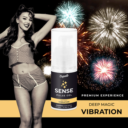COQUETTE CHIC DESIRE Gel Vibrador Líquido Pulse Morango Premium 15ml com efeitos vibratórios e de aquecimento.