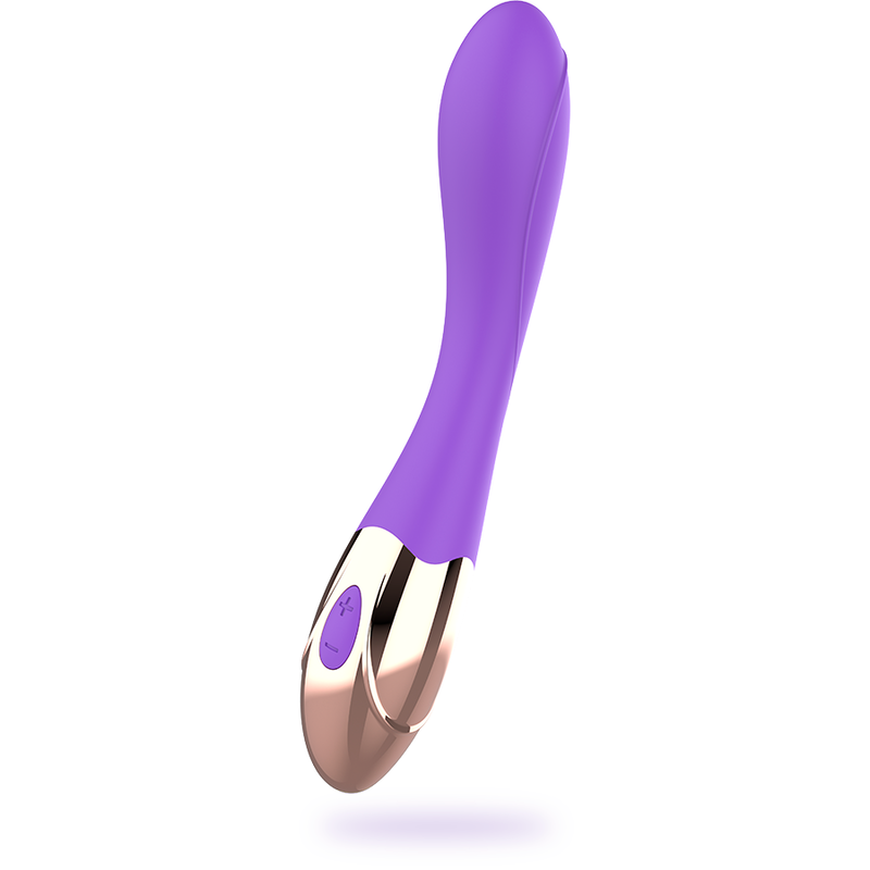 WOMANVIBE Sunny Vibrador Ponto G de Silicone Recarregável em Ouro e Lilás.